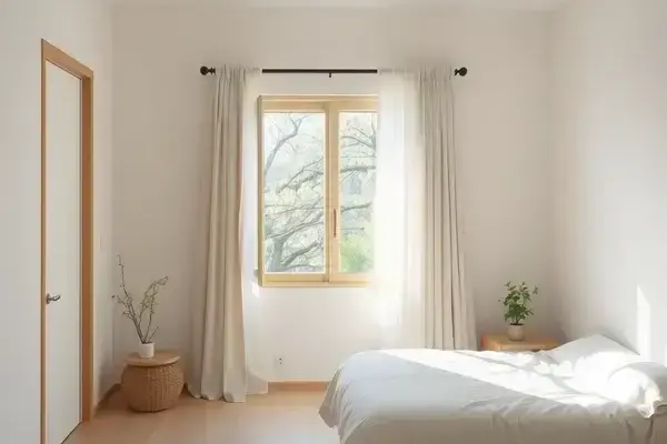 春の朝の寝室